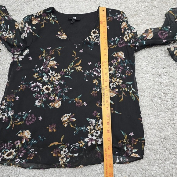 IZ Byer Top Women Medium Black Floral Ruffle Sleeves Lined Fairy Grunge Feminine - Picture 11 of 13